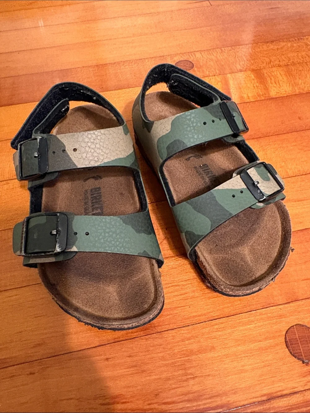 Birkenstock Kids Camouflage Double-Buckle Sandals in Green and Brown